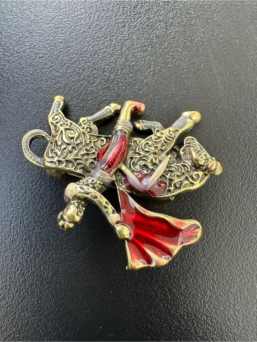 Red Enamel Matador  Bullfighting Pendant Brooch